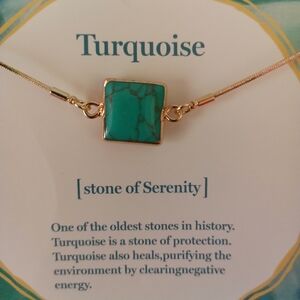 🆕 Gold Tone Turquoise Stone Adjustable Bracelet